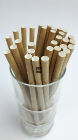 Rurki słomki papierowe brązowe grube Kraft 8mmx21cm 250szt