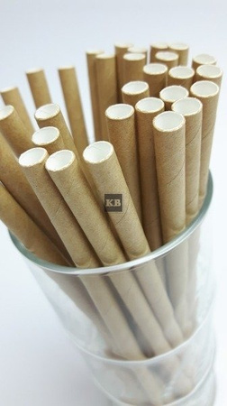 Rurki słomki papierowe brązowe Kraft 8mm x14cm 250szt