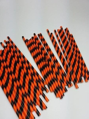 Rurki słomki papierowe czarno- pomarańczowe 20 cm 250szt
