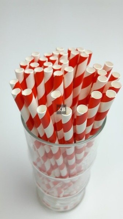 Rurki słomki papierowe biało-czerwone 20 cm 250szt