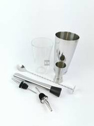 Zestaw barmański do drinków i koktajli - 7 elementów z shakerem ze szklanicą