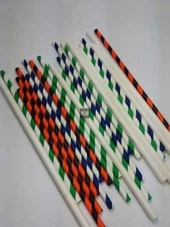 Rurki słomki papierowe czarno- pomarańczowe 20 cm 250szt