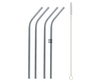 Rurki słomki metalowe srebrne , 4 zagięte i szczoteczka