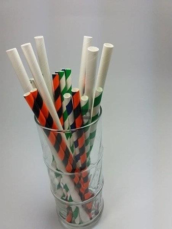 Rurki słomki papierowe czarno- pomarańczowe 20 cm 250szt