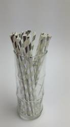 Rurki słomki papierowe srebrne paski 20cm 250szt