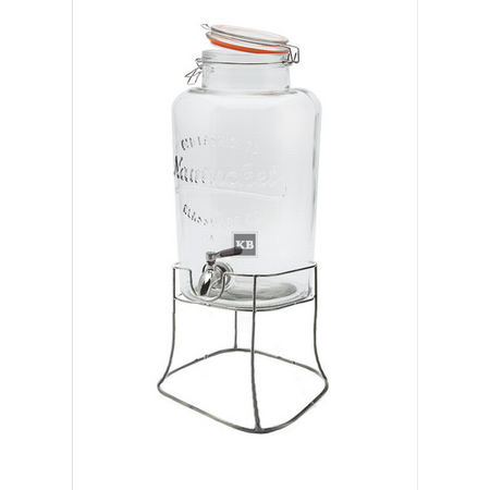 Słój szklany na lemoniady 8L z metalowym kranikiem i podstawką
