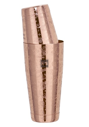 Shaker Tin Tin 2-częściowy, grawerowany, COLLABO, stal nierdzewna, miedziany