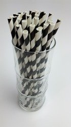 Rurki słomki papierowe czarno-białe paski 20 cm 250szt