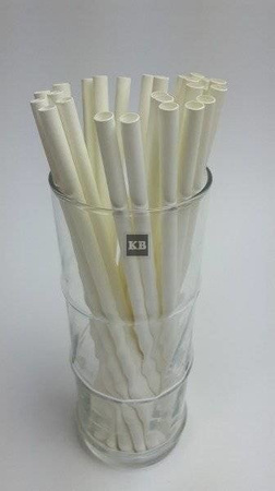 Rurki słomki papierowe białe 6mmx20cm 250szt