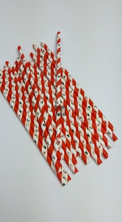 Rurki słomki papierowe świąteczne 20 cm 25szt