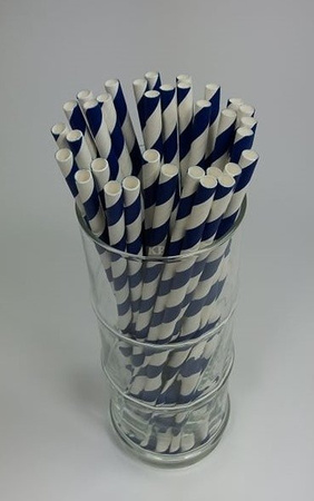 Rurki słomki papierowe granatowe paski 20cm 250szt