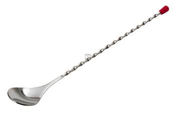Łyżka barmańska spiralna z czerwonym zakończeniem 28cm srebrna economy line