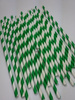 Rurki słomki papierowe biało- ciemno zielone paski 20 cm 250szt