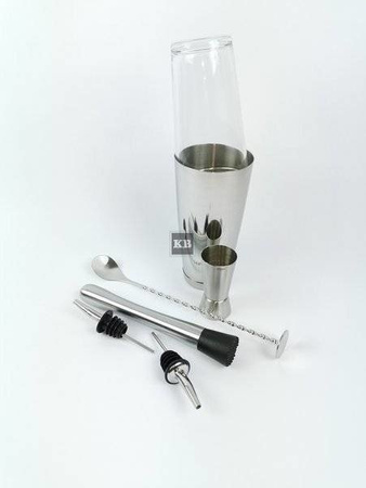 Zestaw barmański do drinków i koktajli - 7 elementów z shakerem ze szklanicą