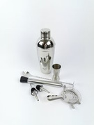 Zestaw barmański do drinków i koktajli - 7 elementów: shaker francuski 0,7L,2 nalewaki, jigger, sitko, muddler, łyżka