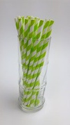 Rurki słomki papierowe biało-jasno zielone paski 20 cm 250szt