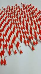 Rurki słomki papierowe biało-czerwone 20 cm 250szt