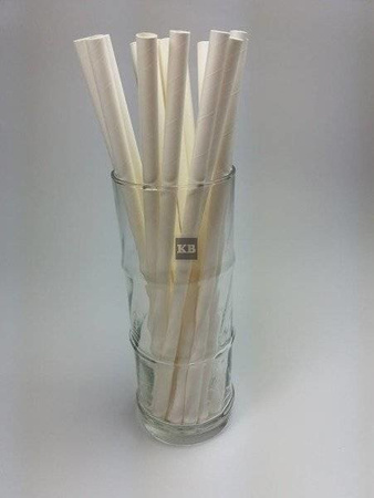 Rurki słomki papierowe białe grube 8x 21cm 250szt