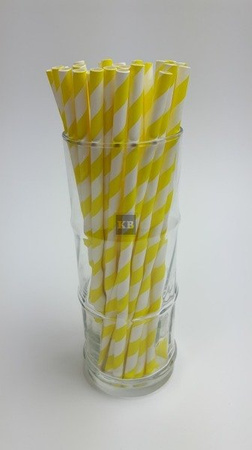 Rurki słomki papierowe żółto-białe paski 20 cm 250szt