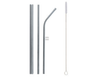 Rurki słomki metalowe srebrne shake zagięta, prosta i szczoteczka