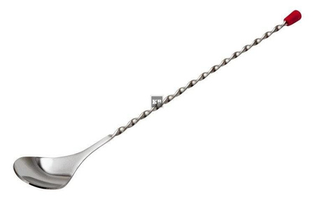 Łyżka barmańska spiralna z czerwonym zakończeniem 28cm srebrna economy line