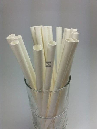 Rurki słomki papierowe białe grube 8x 21cm 250szt