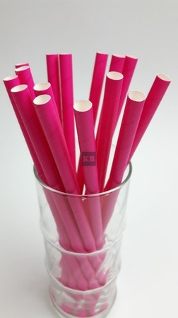 Rurki słomki papierowe różowe grube 23 cm 250szt