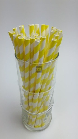 Rurki słomki papierowe żółto-białe paski 20 cm 250szt