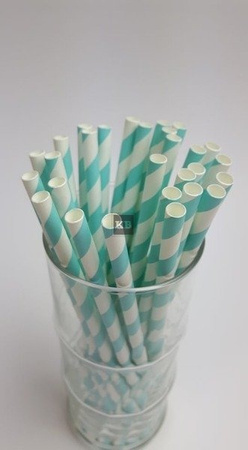 Rurki słomki papierowe Rurki Słomki Papierowe biało- turkusowe 6x197mm 250szt