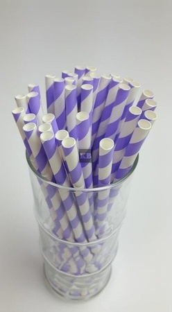 Rurki słomki papierowe fioletowe paski 20 cm 250szt