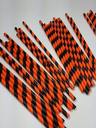Rurki słomki papierowe czarno- pomarańczowe 20 cm 250szt
