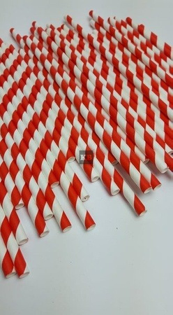 Rurki słomki papierowe biało-czerwone 20 cm 250szt