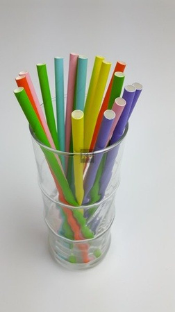 Rurki słomki papierowe 6 kolorów mix neon 20 cm 250szt