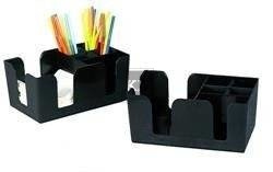 Przybornik na bar pojemnik na rurki i serwetki czarny bar caddy