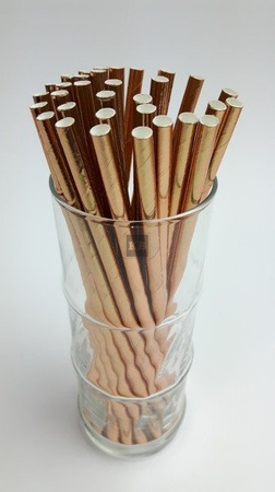 Rurki słomki papierowe złoto- różowe 20cm 250szt