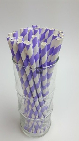 Rurki słomki papierowe fioletowe paski 20 cm 250szt