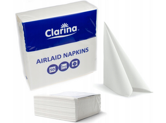 Serwetki bankietowe Airlaid 20x20 1 warstwowe 50szt białe Clarina