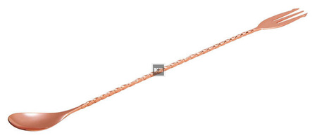 Łyżka barmańska spiralna z trójzębem dł. 30cm Copper