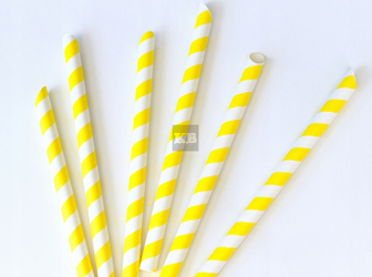 Rurki słomki papierowe żółte w paski 12mm długość 21cm 250szt do Bubble Tea