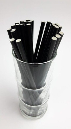 Rurki słomki papierowe czarne 24cm grube 250szt