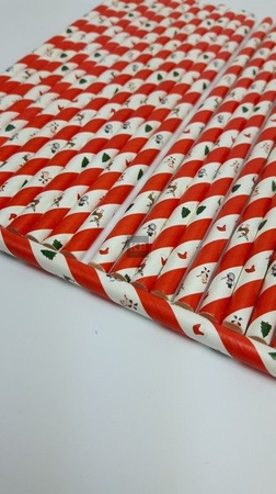 Rurki słomki papierowe świąteczne 20 cm 25szt