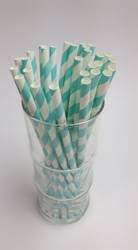 Rurki słomki papierowe Rurki Słomki Papierowe biało- turkusowe 6x197mm 250szt