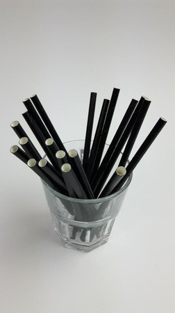 Rurki słomki papierowe czarne 14 cm grube 250szt