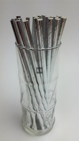 Rurki słomki papierowe srebrne 20cm 250szt