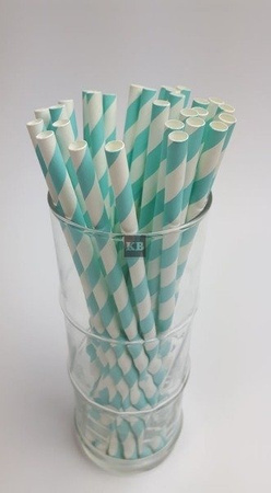 Rurki słomki papierowe Rurki Słomki Papierowe biało- turkusowe 6x197mm 250szt