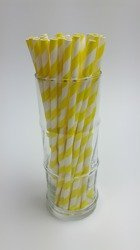 Rurki słomki papierowe żółto-białe paski 20 cm 250szt