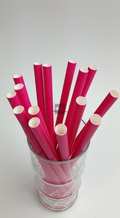 Rurki słomki papierowe różowe grube 23 cm 250szt