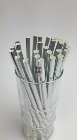 Rurki słomki papierowe srebrne 20cm 250szt