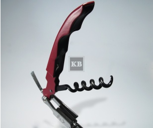 Korkociąg kelnerski otwieracz -trybuszon 2 funkcyjny czerwony 12cm