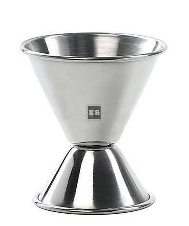 Jigger miarka barmańska srebrna polerowana 30/50ml szeroka ze skalą